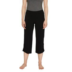 Calia by Carrie Underwood Medium Black Wide Leg Ruch Detail Cropped Pants